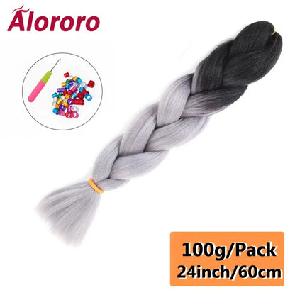 24 Inch Jumbo Braids for Hair Extensions Purple Synthetic Braiding Hair Accessories 100G/Pack Women DIY Hair for Crochet Braid