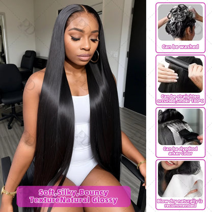 30 32Inch 360 Full Lace Frontal Wig 100% Human Hair Brazilian Bone Straight 13x4 13x6 HD Transparent Lace Front Wigs