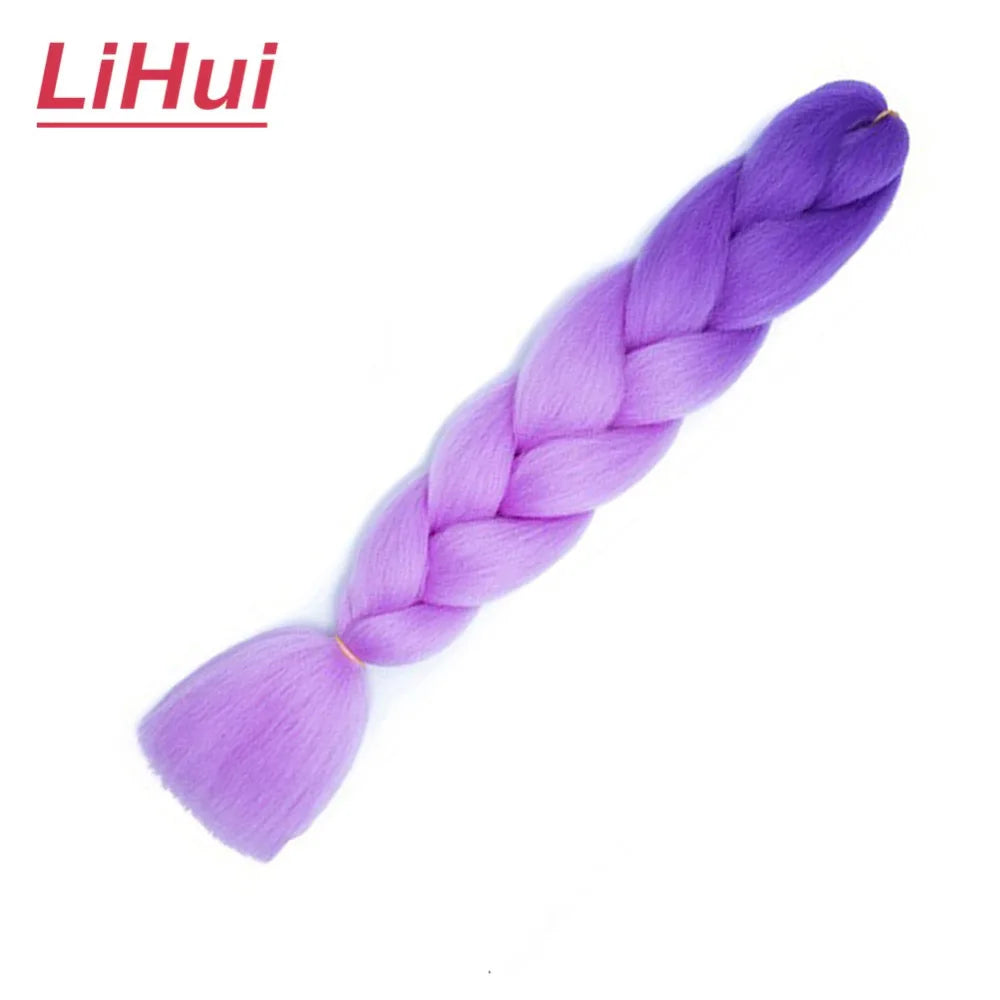 24 Inches Synthetic Braiding Hair Jumbo Braid Ombre Jumbo Hair Extension For Women DIY Hair Braids Purple Pink Yellow Gray