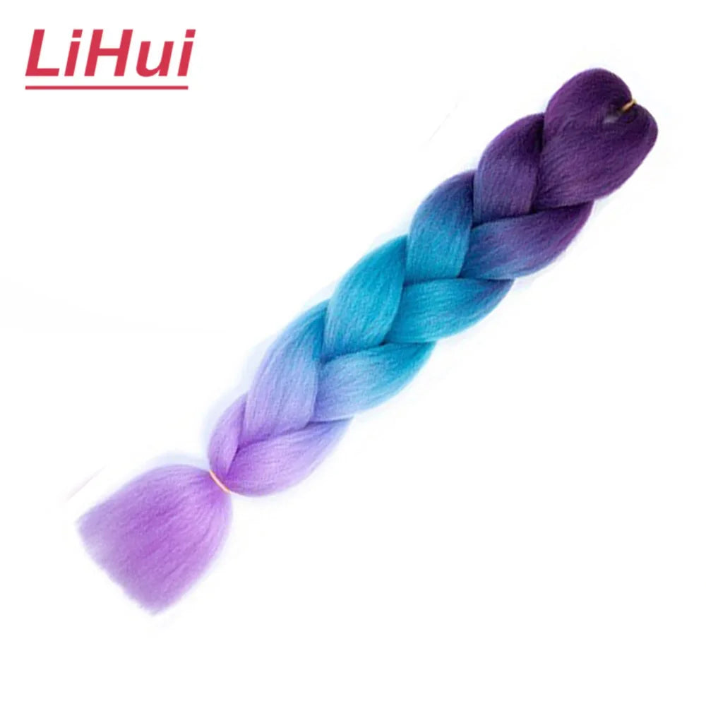 24 Inches Synthetic Braiding Hair Jumbo Braid Ombre Jumbo Hair Extension For Women DIY Hair Braids Purple Pink Yellow Gray