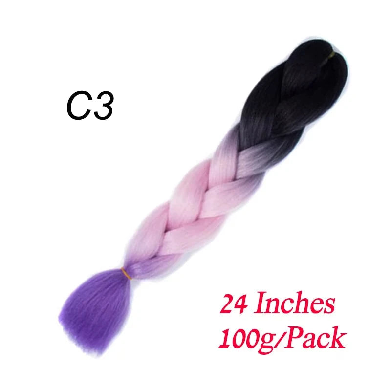 Synthetic Braiding Hair Pre Stretched Jumbo Braid Hair Extensions 24 inch  Kanekalon Hair For African Braids 100g