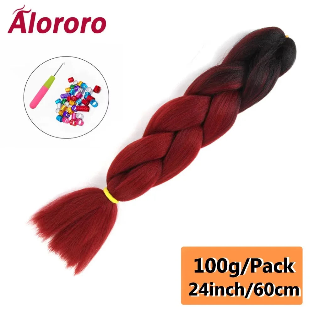 24 Inch Jumbo Braids for Hair Extensions Purple Synthetic Braiding Hair Accessories 100G/Pack Women DIY Hair for Crochet Braid