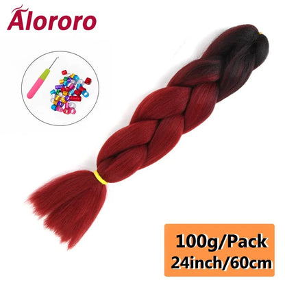 24 Inch Jumbo Braids for Hair Extensions Purple Synthetic Braiding Hair Accessories 100G/Pack Women DIY Hair for Crochet Braid
