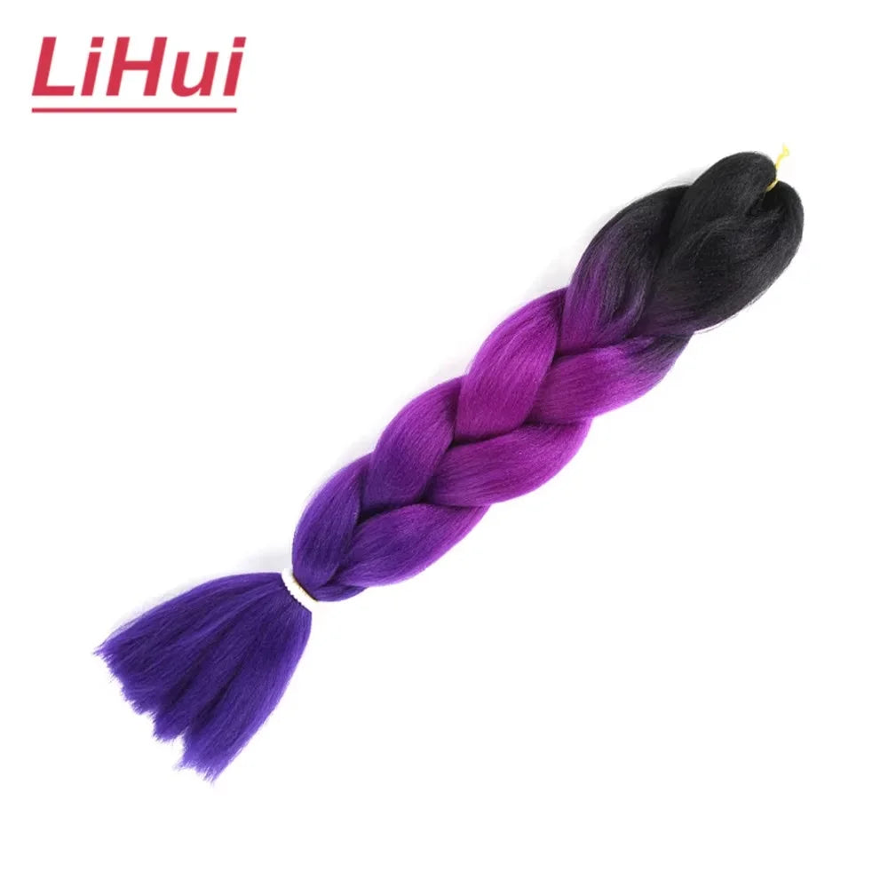 24 Inches Synthetic Braiding Hair Jumbo Braid Ombre Jumbo Hair Extension For Women DIY Hair Braids Purple Pink Yellow Gray