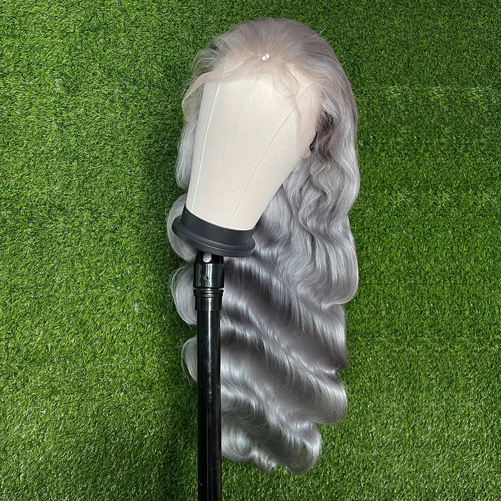 13x4 Transparent Lace Frontal Wig Body Wave Silver Grey 613 13x6 HD Lace Front Colored Human Hair Wigs