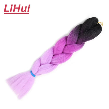24 Inches Synthetic Braiding Hair Jumbo Braid Ombre Jumbo Hair Extension For Women DIY Hair Braids Purple Pink Yellow Gray