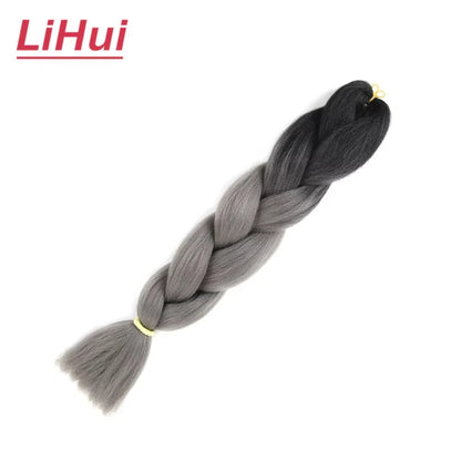 24 Inches Synthetic Braiding Hair Jumbo Braid Ombre Jumbo Hair Extension For Women DIY Hair Braids Purple Pink Yellow Gray