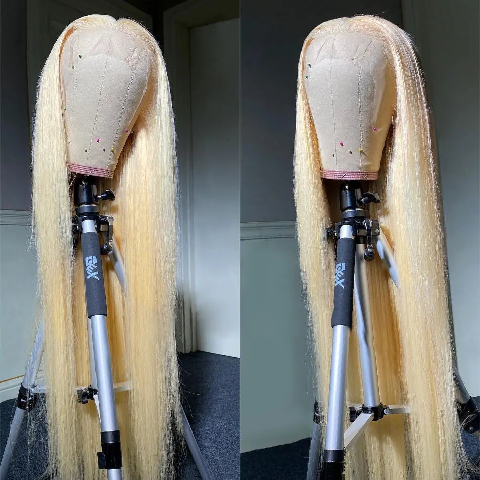 13x6 HD Transparent 613 Blonde Lace Frontal Human Hair Wigs Brazilian Straight Lace Front Human Hair Wigs