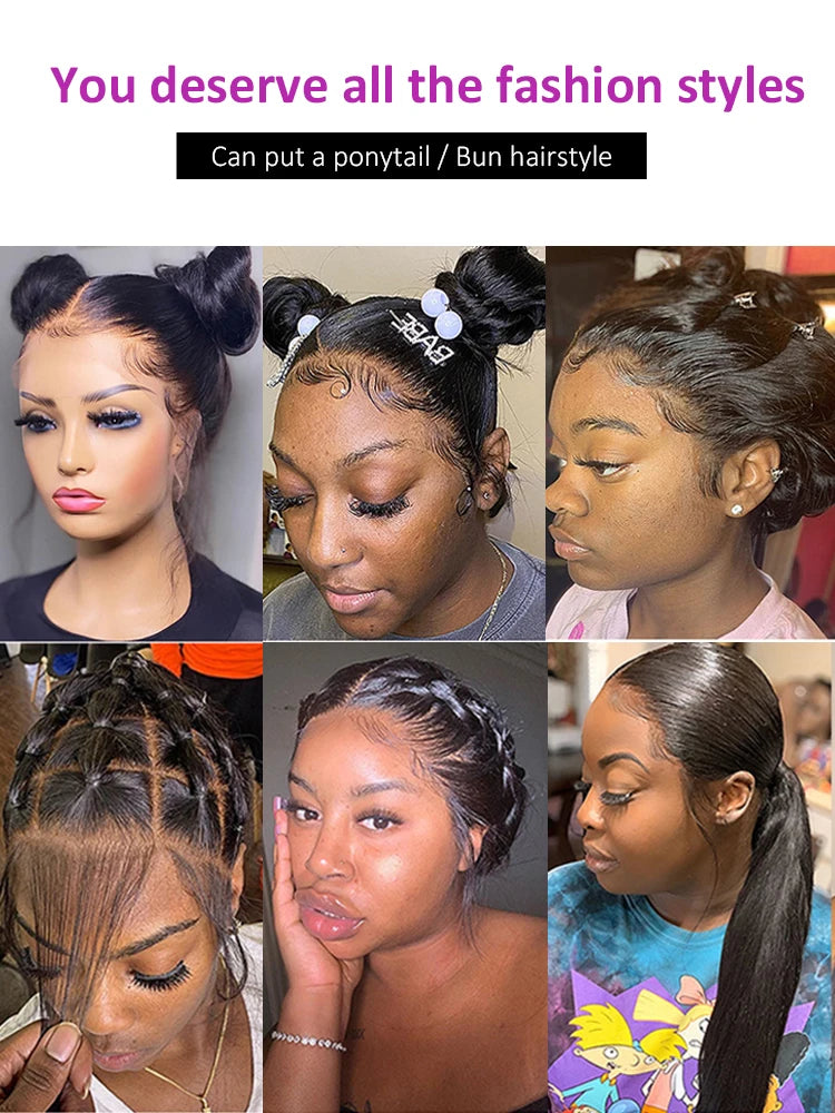 40 Inch Bone Straight Lace Front Wigs Human Hair 13x4 13x6 HD Lace Frontal Wig 360 Full Lace Wigs Brazilian Pre-plucked