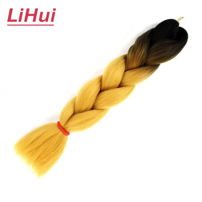 24 Inches Synthetic Braiding Hair Jumbo Braid Ombre Jumbo Hair Extension For Women DIY Hair Braids Purple Pink Yellow Gray