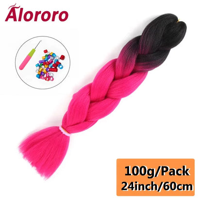 24 Inch Jumbo Braids for Hair Extensions Purple Synthetic Braiding Hair Accessories 100G/Pack Women DIY Hair for Crochet Braid