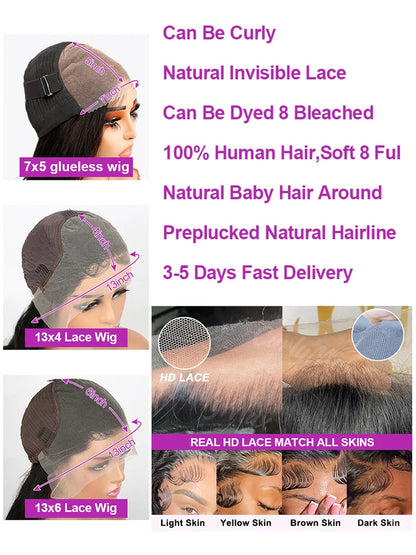 40 46 Inch Human Hair 13x6 13x4 HD Lace Frontal Wig Brazilian Deep Wave Curly Glueless Human Hair Lace Front Wig Pre-plucked 300%
