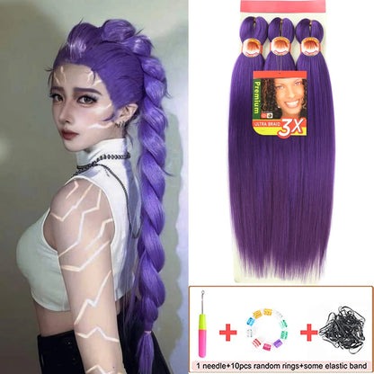 Pre Stretched Braiding Hair 26in 3 Packs Black Braiding Hair Synthetic Prestretched Braid Hair Extensions Crochet Twist Braids