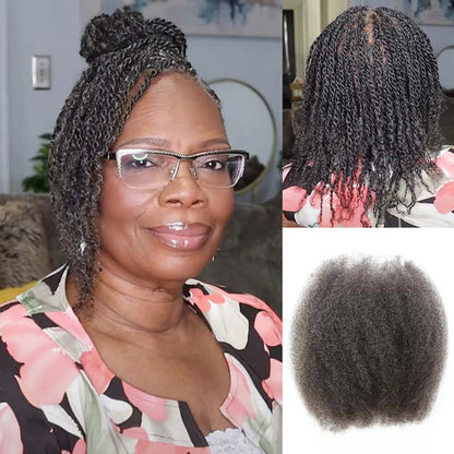 Black Pearl Top QVR Peruvian Kinky Curly Mini Twist Hair 50G/pc Afro Kinky Bulk Human Hair for Braiding 100% Remy Hair Bundles