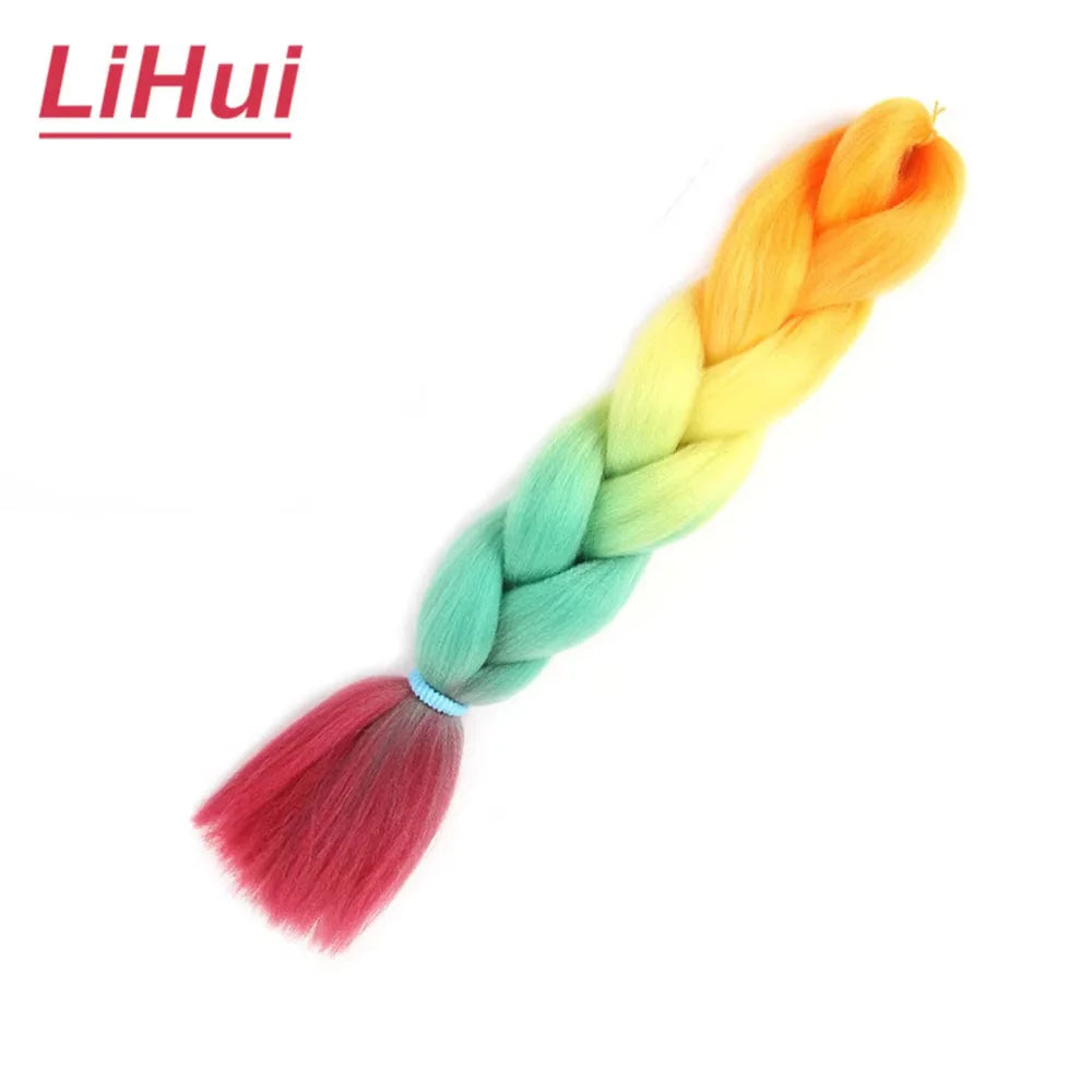 24 Inches Synthetic Braiding Hair Jumbo Braid Ombre Jumbo Hair Extension For Women DIY Hair Braids Purple Pink Yellow Gray