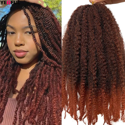 18 Inch Synthetic Marley Twist Braiding Hair Red Black Brown Ginger Bug Blonde #4 Pre Looped Marley Twists Crochet Hair