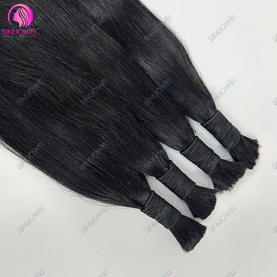 3 Bundles Braiding Bulk 100% Human Hair Bone Straight Unprocessed Human Hair Extensions 1/3 Bundles Brazilian Hair For Braiding