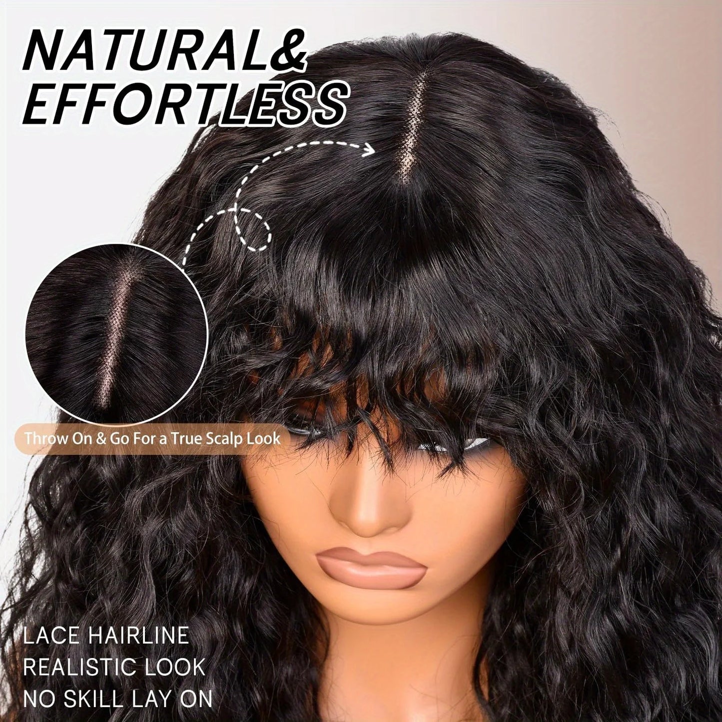Bob Wig Curly Human Hair Wig With Bangs 3x1 Lace Closure Bob Wig Natural Black 16 Inch Brazilian