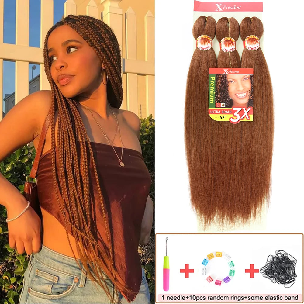 Pre Stretched Braiding Hair 26in 3 Packs Black Braiding Hair Synthetic Prestretched Braid Hair Extensions Crochet Twist Braids