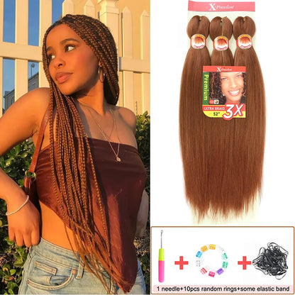 Pre Stretched Braiding Hair 26in 3 Packs Black Braiding Hair Synthetic Prestretched Braid Hair Extensions Crochet Twist Braids