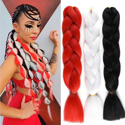 Synthetic Braiding Hair Pre Stretched Jumbo Braid Hair Extensions 24 inch  Kanekalon Hair For African Braids 100g