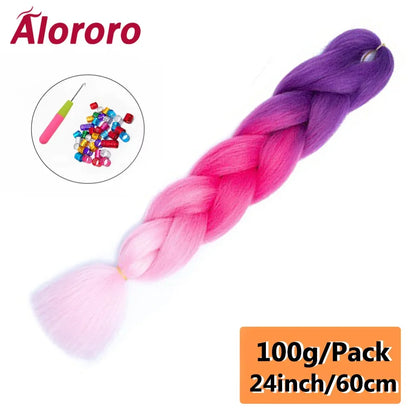 24 Inch Jumbo Braids for Hair Extensions Purple Synthetic Braiding Hair Accessories 100G/Pack Women DIY Hair for Crochet Braid