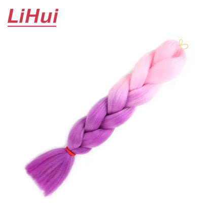 24 Inches Synthetic Braiding Hair Jumbo Braid Ombre Jumbo Hair Extension For Women DIY Hair Braids Purple Pink Yellow Gray