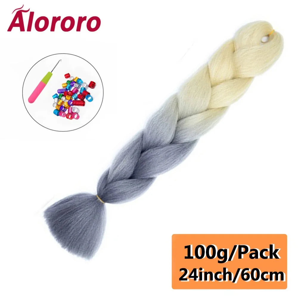 24 Inch Jumbo Braids for Hair Extensions Purple Synthetic Braiding Hair Accessories 100G/Pack Women DIY Hair for Crochet Braid