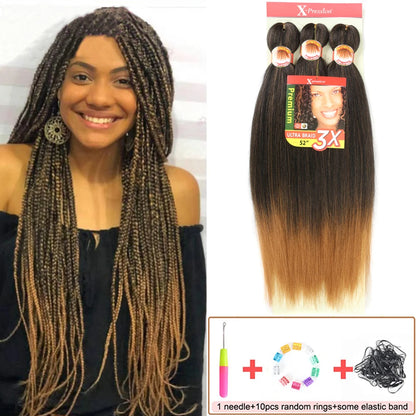 Pre Stretched Braiding Hair 26in 3 Packs Black Braiding Hair Synthetic Prestretched Braid Hair Extensions Crochet Twist Braids
