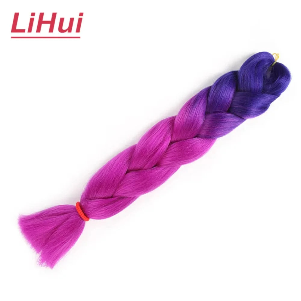 24 Inches Synthetic Braiding Hair Jumbo Braid Ombre Jumbo Hair Extension For Women DIY Hair Braids Purple Pink Yellow Gray