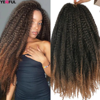 18 Inch Synthetic Marley Twist Braiding Hair Red Black Brown Ginger Bug Blonde #4 Pre Looped Marley Twists Crochet Hair