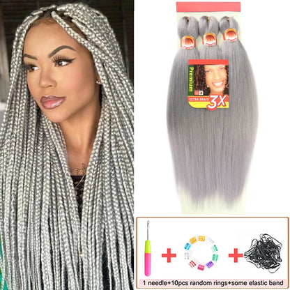 Pre Stretched Braiding Hair 26in 3 Packs Black Braiding Hair Synthetic Prestretched Braid Hair Extensions Crochet Twist Braids