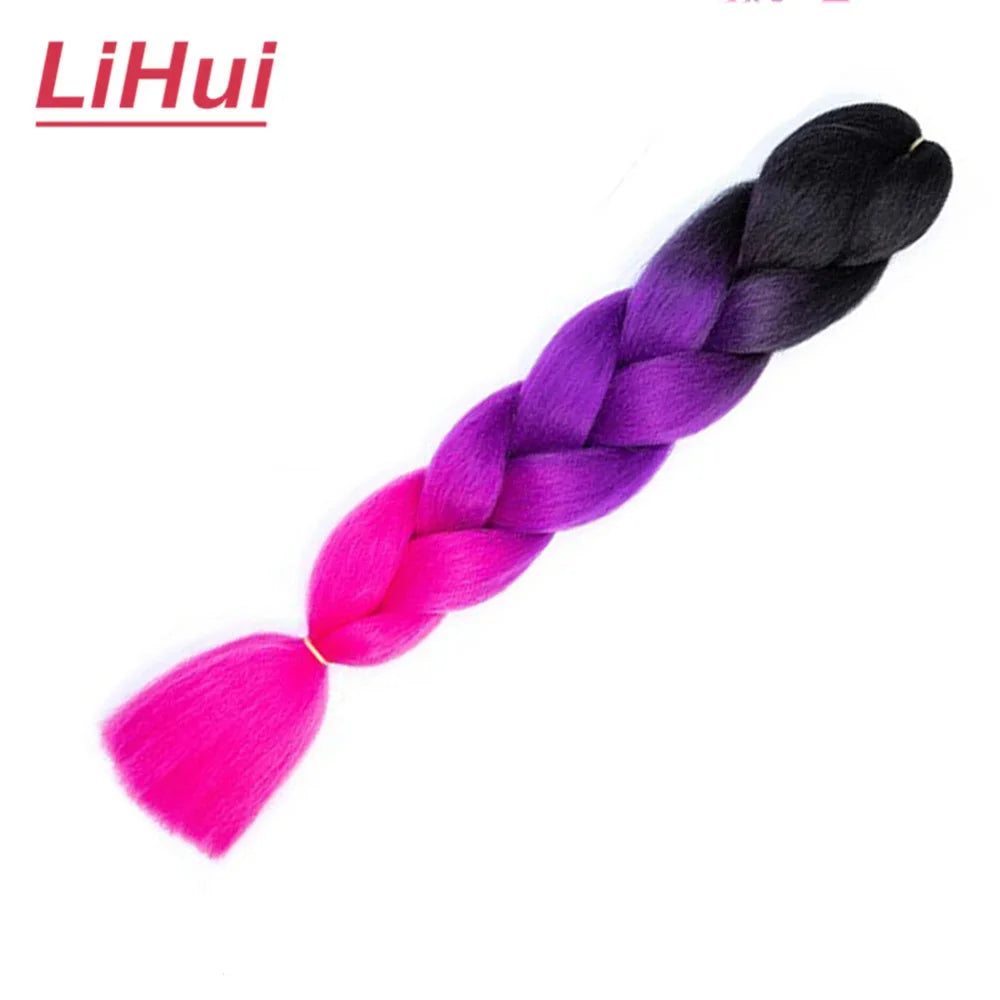 24 Inches Synthetic Braiding Hair Jumbo Braid Ombre Jumbo Hair Extension For Women DIY Hair Braids Purple Pink Yellow Gray