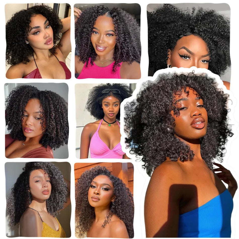 Kinky Curly Hair Pre-Separated Multi-Textured Afro Kinky Curly Feather Crochet Human Braiding Human Crochet Hair
