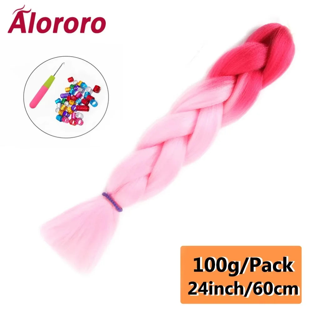 24 Inch Jumbo Braids for Hair Extensions Purple Synthetic Braiding Hair Accessories 100G/Pack Women DIY Hair for Crochet Braid
