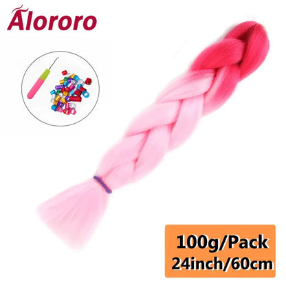 24 Inch Jumbo Braids for Hair Extensions Purple Synthetic Braiding Hair Accessories 100G/Pack Women DIY Hair for Crochet Braid