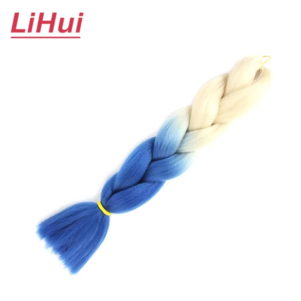 24 Inches Synthetic Braiding Hair Jumbo Braid Ombre Jumbo Hair Extension For Women DIY Hair Braids Purple Pink Yellow Gray