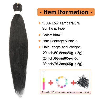 Braiding Hair Pre Stretched Hot Water Setting Black Braiding Hair 8 Packs Synthetic Xpression Pre-stretched Braids Hair Extension