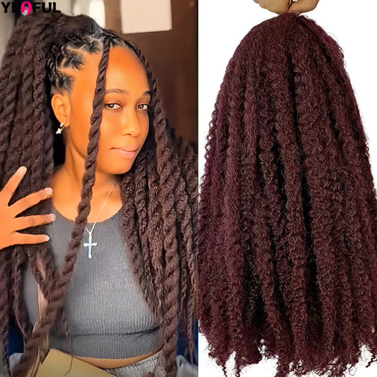 18 Inch Synthetic Marley Twist Braiding Hair Red Black Brown Ginger Bug Blonde #4 Pre Looped Marley Twists Crochet Hair