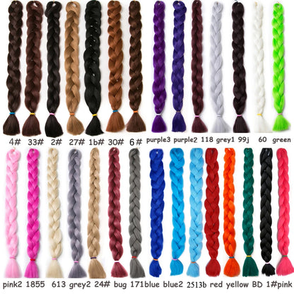 Braiding Hair One Piece Synthetic 82 Inch Heat Fiber Braid 165g/Piece Black Pure Color Jumbo Braid Hair Extensions