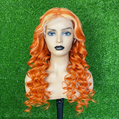 13x4 HD Transparent Front Wig Highlight Ginger Orange 613 Honey Blonde Loose Wave 13x6 HD Lace Frontal Human Hair Wigs For Women