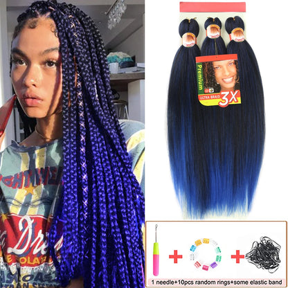 Pre Stretched Braiding Hair 26in 3 Packs Black Braiding Hair Synthetic Prestretched Braid Hair Extensions Crochet Twist Braids