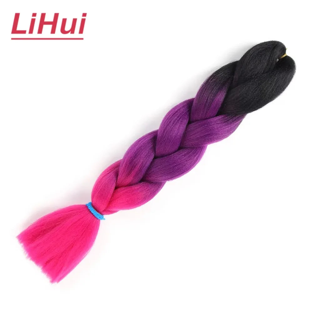 24 Inches Synthetic Braiding Hair Jumbo Braid Ombre Jumbo Hair Extension For Women DIY Hair Braids Purple Pink Yellow Gray
