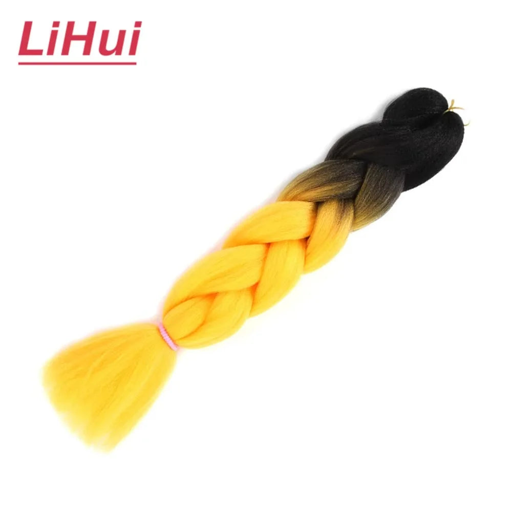 24 Inches Synthetic Braiding Hair Jumbo Braid Ombre Jumbo Hair Extension For Women DIY Hair Braids Purple Pink Yellow Gray