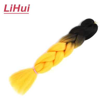 24 Inches Synthetic Braiding Hair Jumbo Braid Ombre Jumbo Hair Extension For Women DIY Hair Braids Purple Pink Yellow Gray