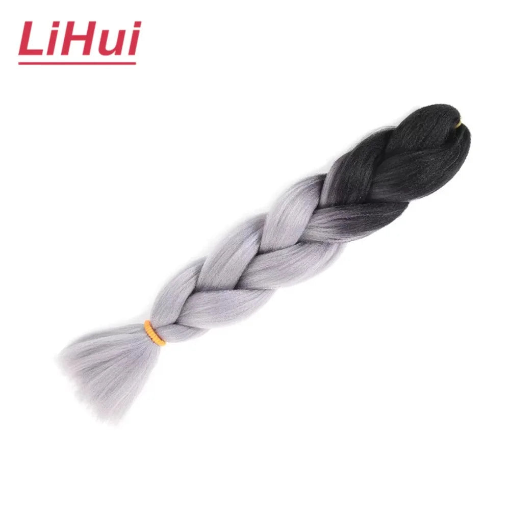 24 Inches Synthetic Braiding Hair Jumbo Braid Ombre Jumbo Hair Extension For Women DIY Hair Braids Purple Pink Yellow Gray