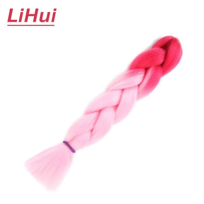 24 Inches Synthetic Braiding Hair Jumbo Braid Ombre Jumbo Hair Extension For Women DIY Hair Braids Purple Pink Yellow Gray