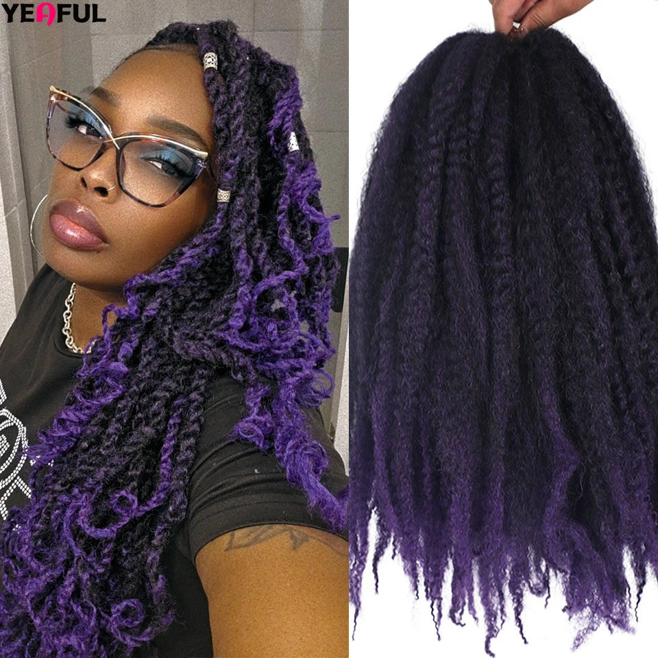 18 Inch Synthetic Marley Twist Braiding Hair Red Black Brown Ginger Bug Blonde #4 Pre Looped Marley Twists Crochet Hair