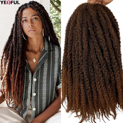 18 Inch Synthetic Marley Twist Braiding Hair Red Black Brown Ginger Bug Blonde #4 Pre Looped Marley Twists Crochet Hair