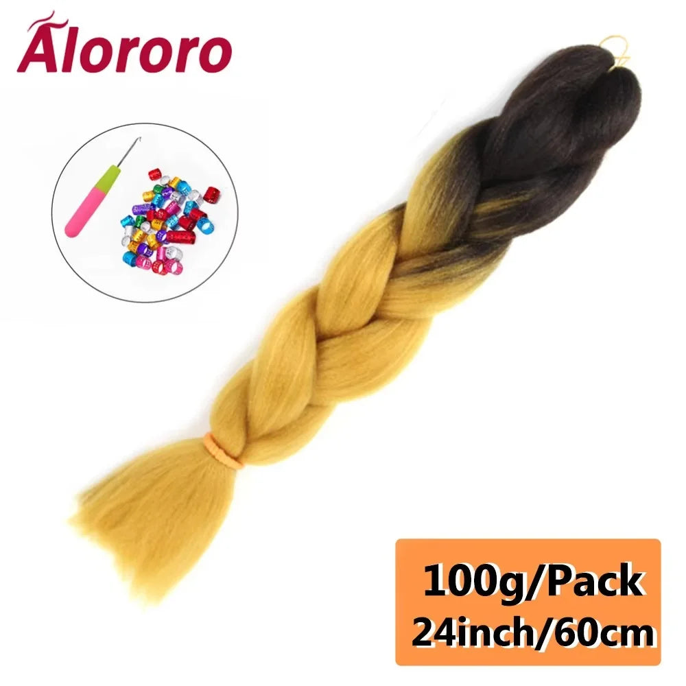 24 Inch Jumbo Braids for Hair Extensions Purple Synthetic Braiding Hair Accessories 100G/Pack Women DIY Hair for Crochet Braid